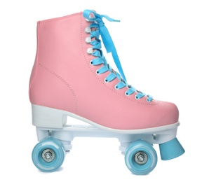 Photo of Bright stylish roller skate on white background