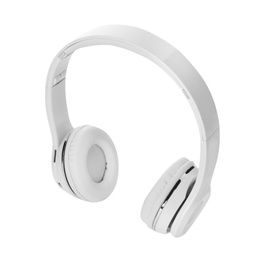 Photo of Stylish modern headphones with earmuffs on white background