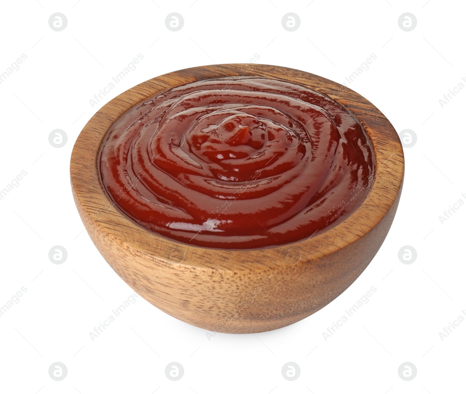 Photo of Tasty barbecue sauce in bowl isolated on white