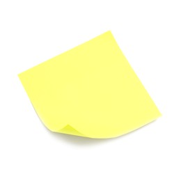 Photo of Blank yellow sticky note on white background