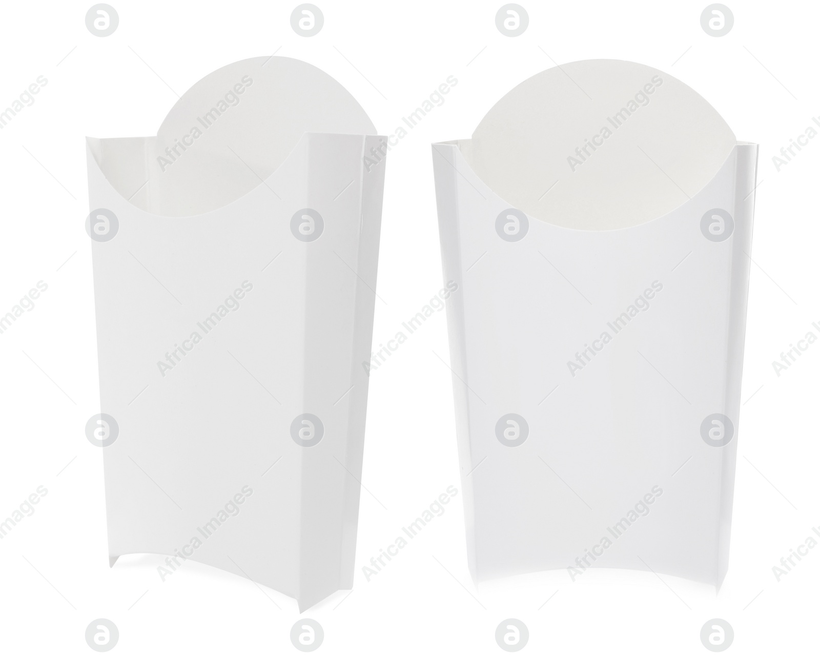 Image of Empty paper bags on white background, collage. Container for food