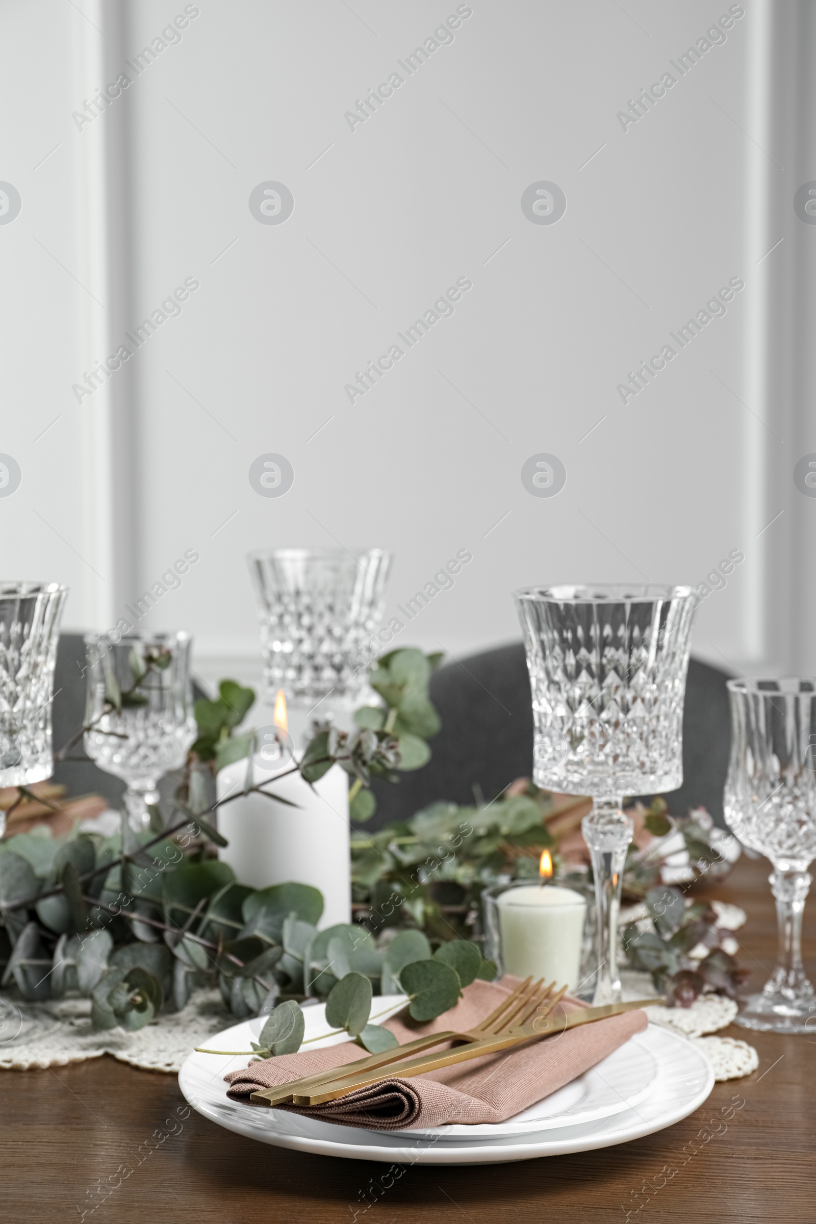 Photo of Stylish elegant table setting for festive dinner indoors