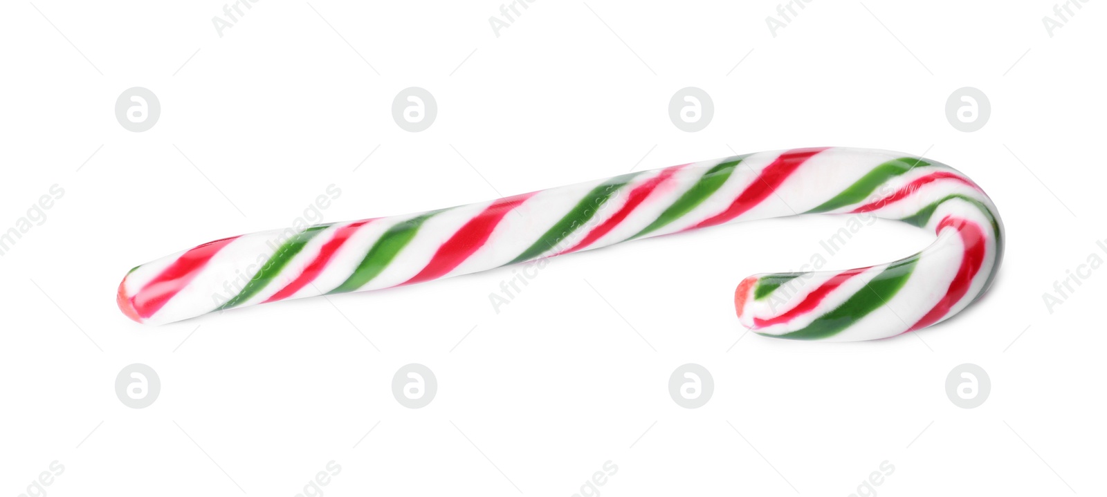 Photo of Sweet Christmas candy cane isolated on white