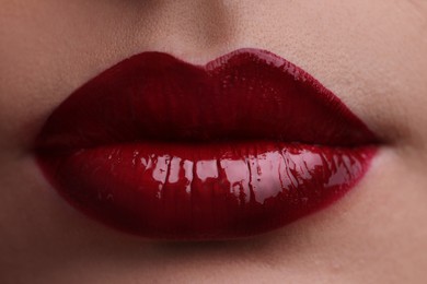 Closeup view of woman with beautiful full lips