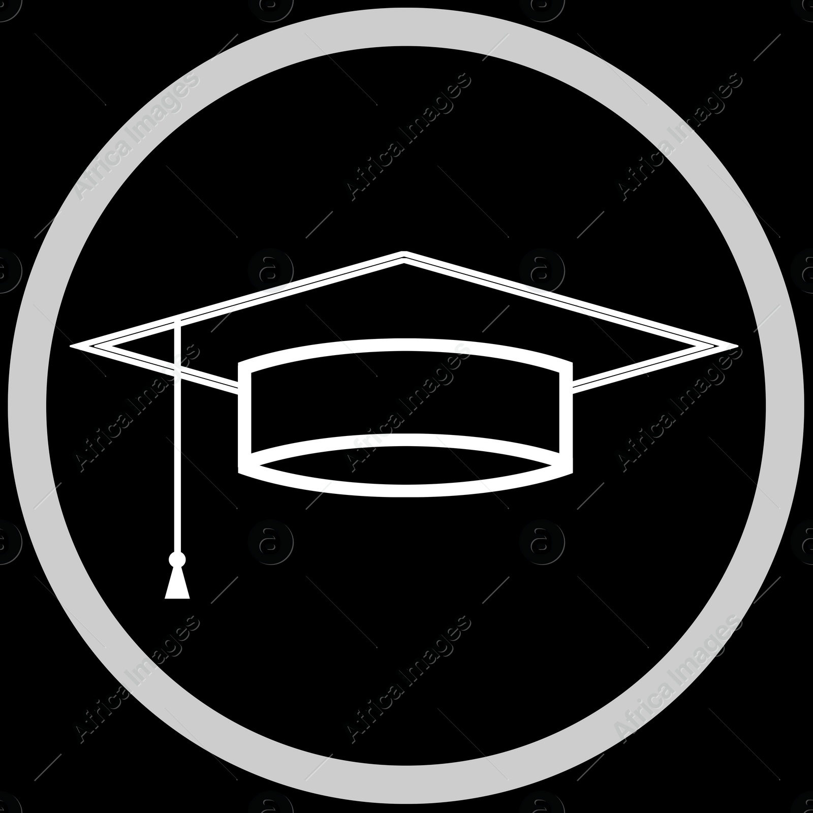 Image of Square academic cap in frame, illustration on black background