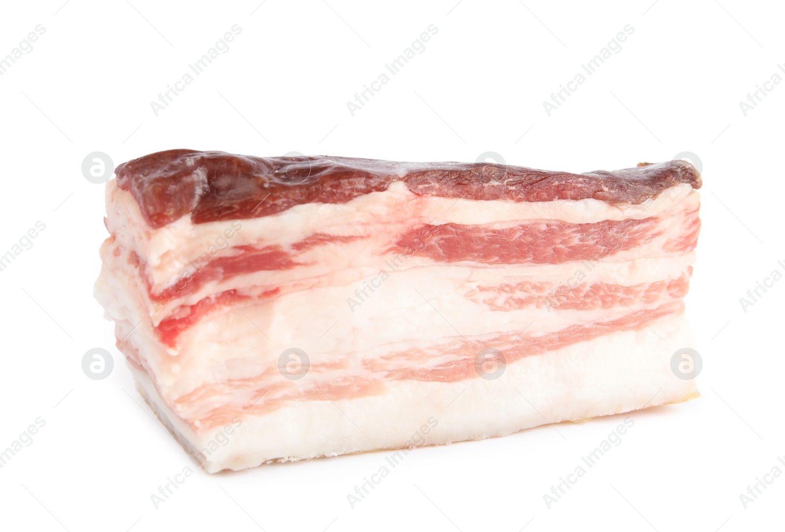 Photo of Piece of tasty bacon isolated on white