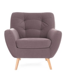 Image of One comfortable greyish mauve armchair isolated on white