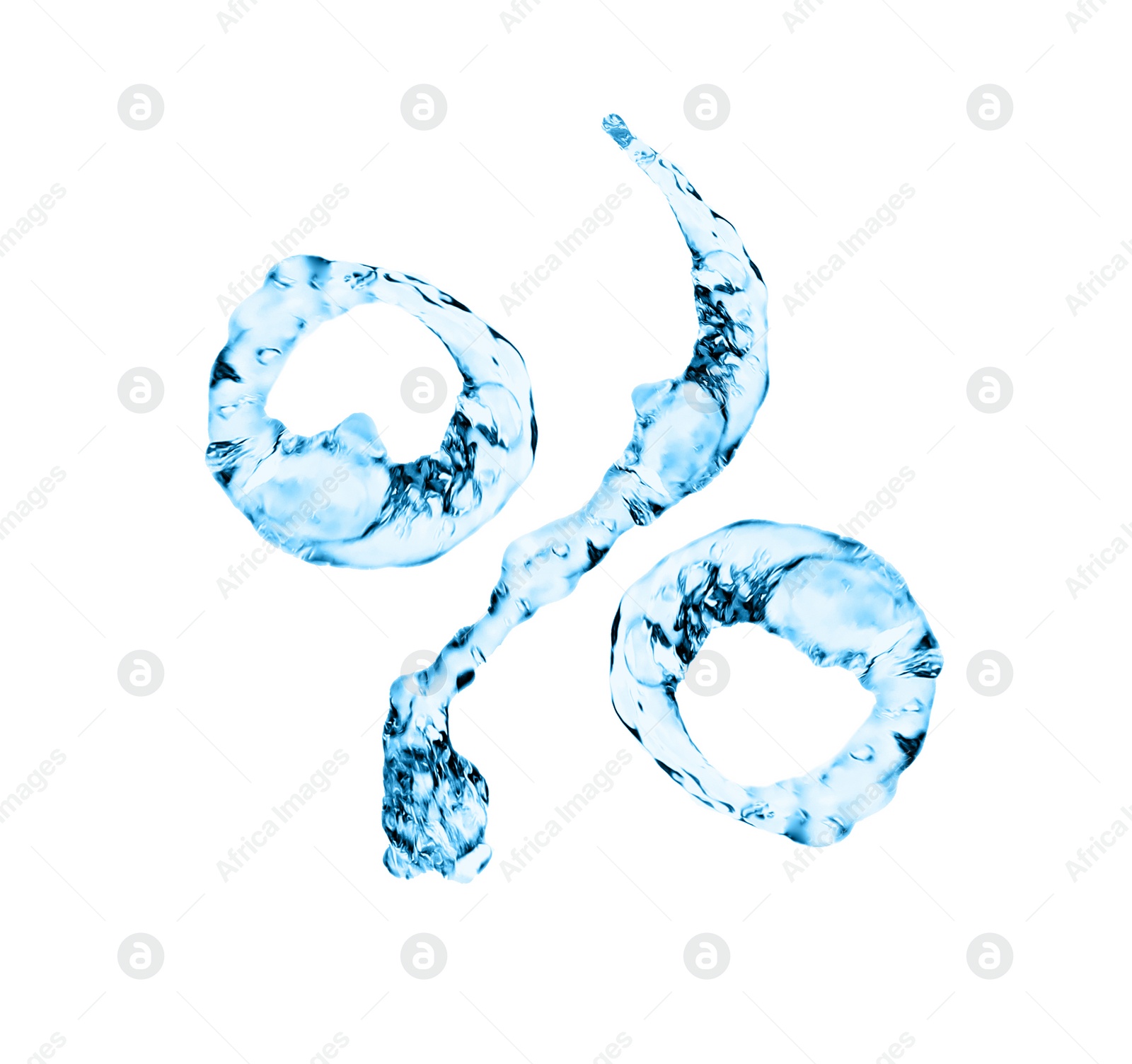 Illustration of Percent sign made of water on white background