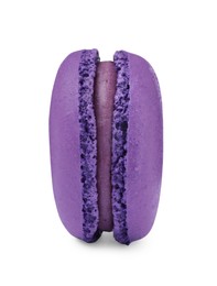 Photo of Purple macaron isolated on white. Delicious dessert