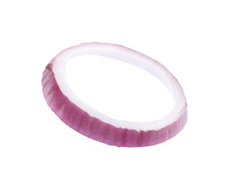 Photo of Ring of fresh red ripe onion isolated on white