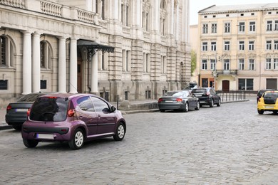 Beautiful view of city street traffic with cars