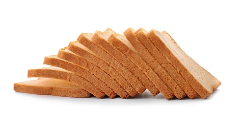 Sliced toast bread on white background