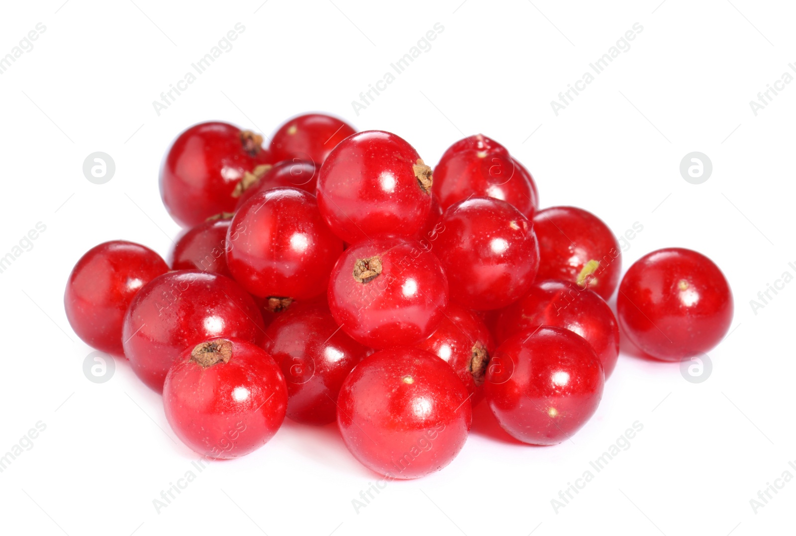 Photo of Pile of fresh ripe red currants isolated on white