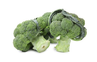 Photo of Fresh raw green broccoli isolated on white