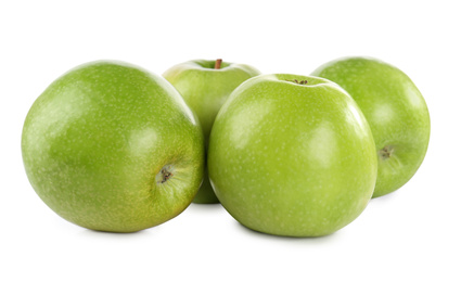 Photo of Fresh juicy green apples isolated on white