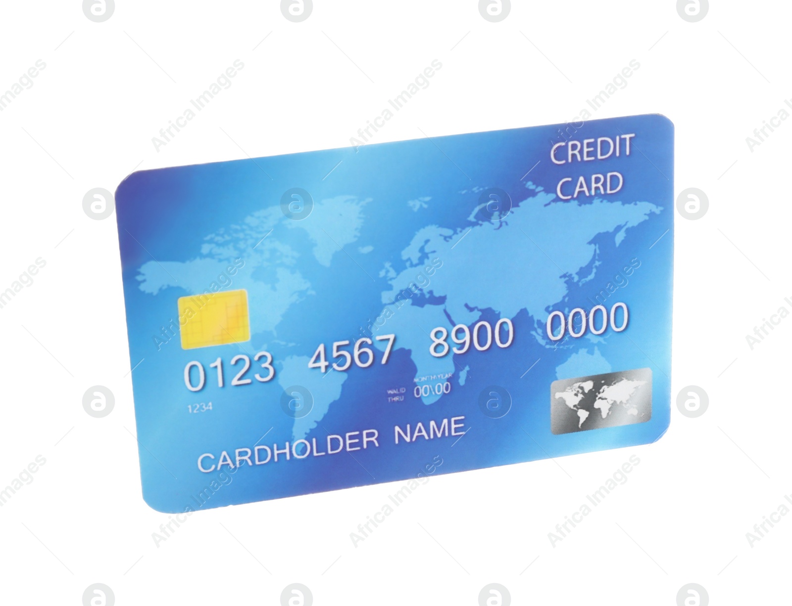 Photo of Blue plastic credit card isolated on white