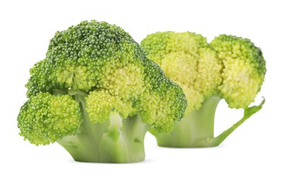 Fresh broccoli isolated on white. Edible green plant