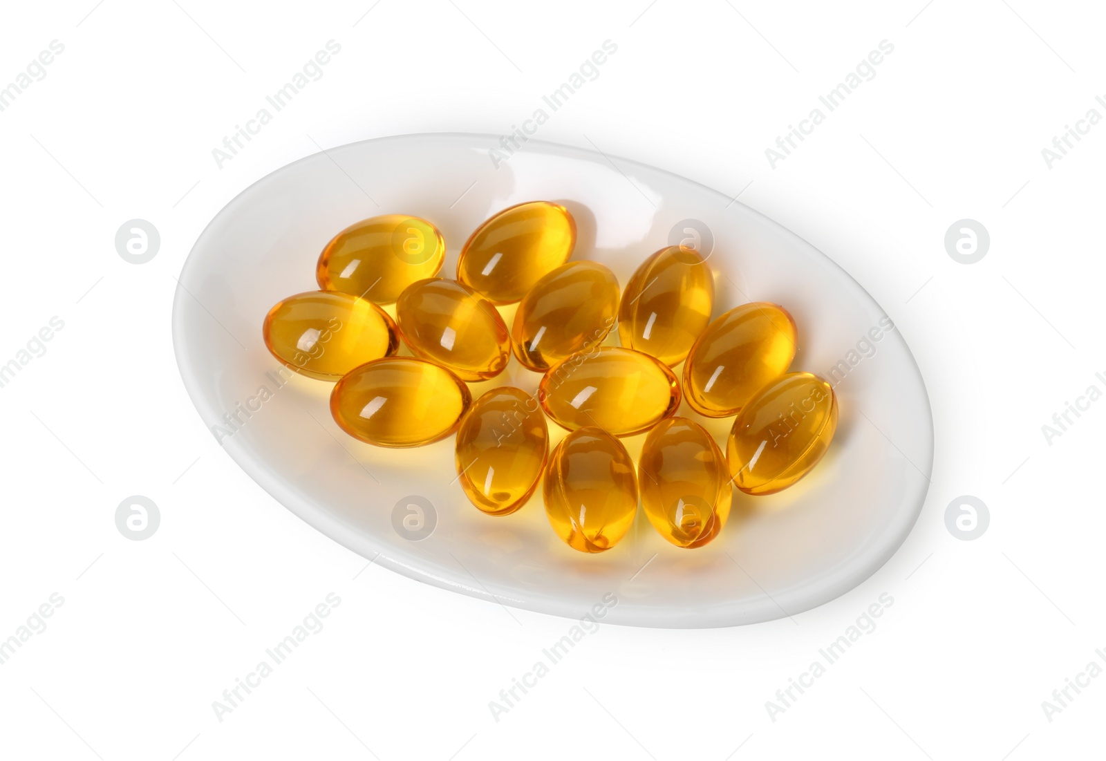 Photo of Vitamin capsules isolated on white. Health supplement