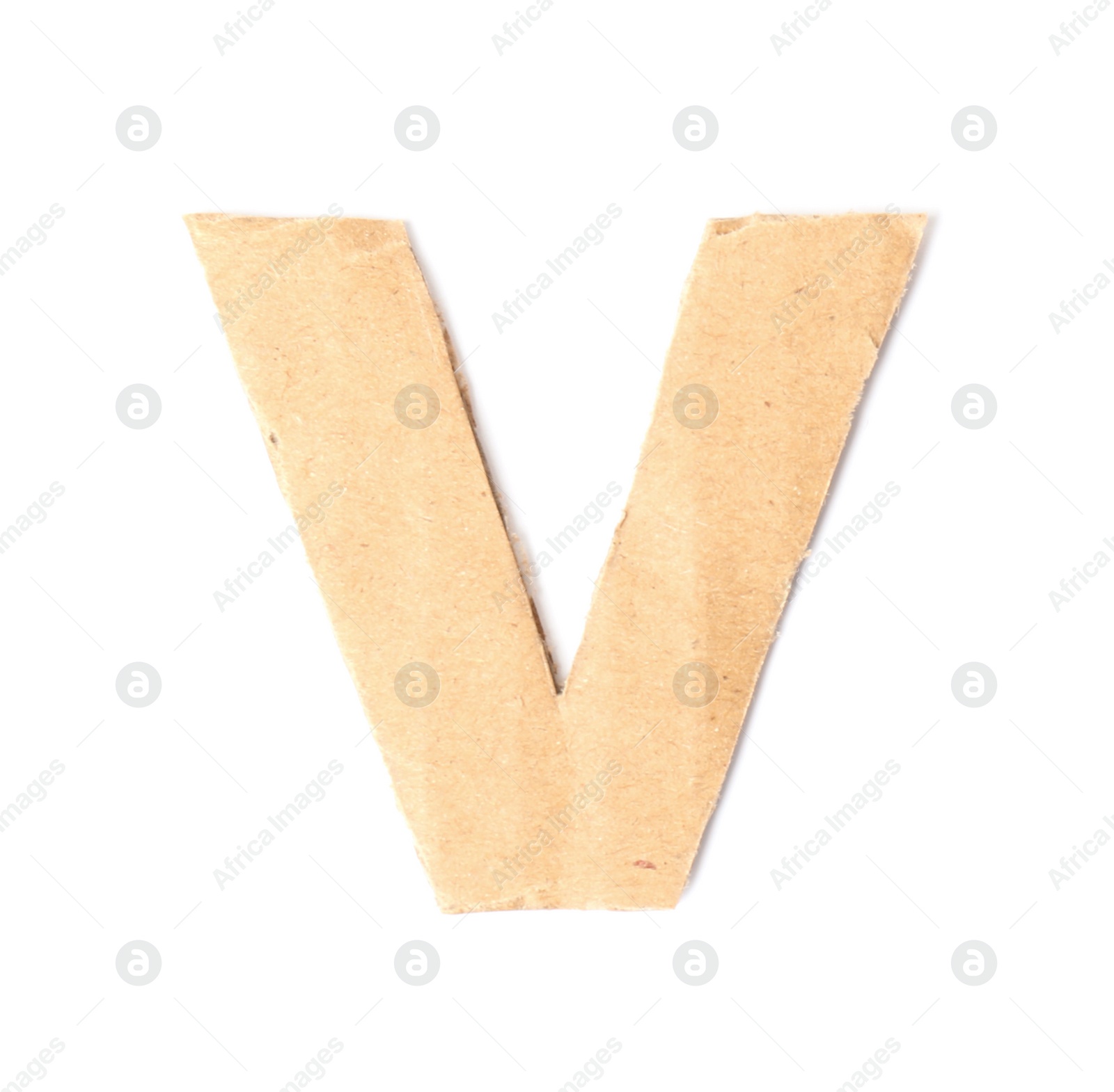 Photo of Letter V madecardboard on white background