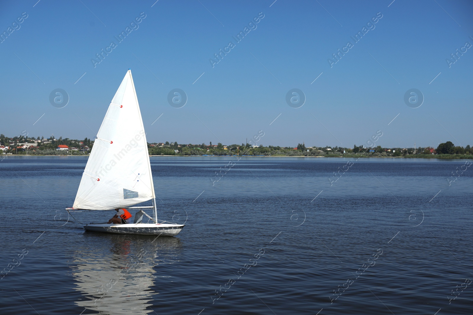 Photo of Beautiful view of modern yacht on river