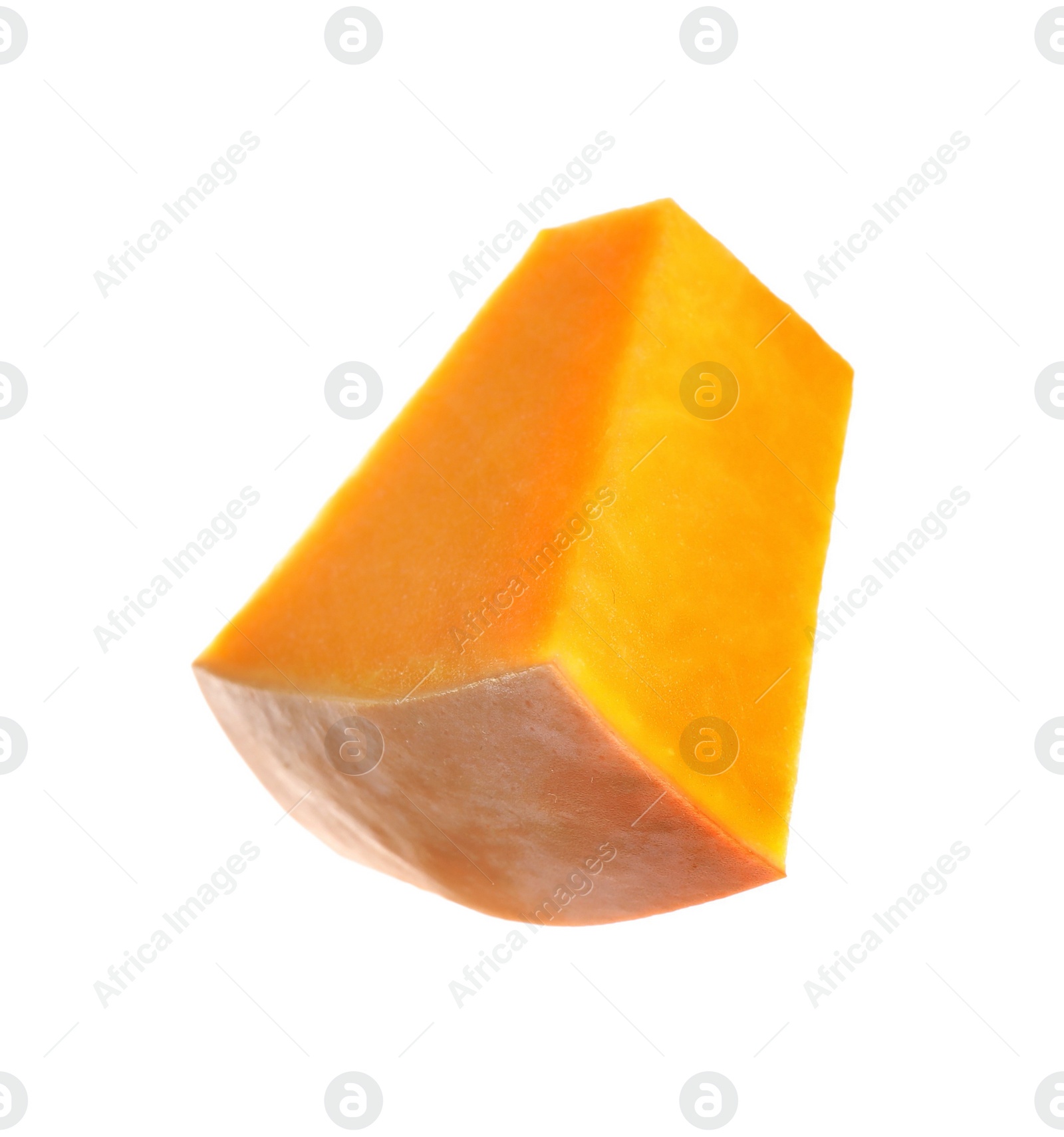 Photo of Piece of ripe orange pumpkin isolated on white