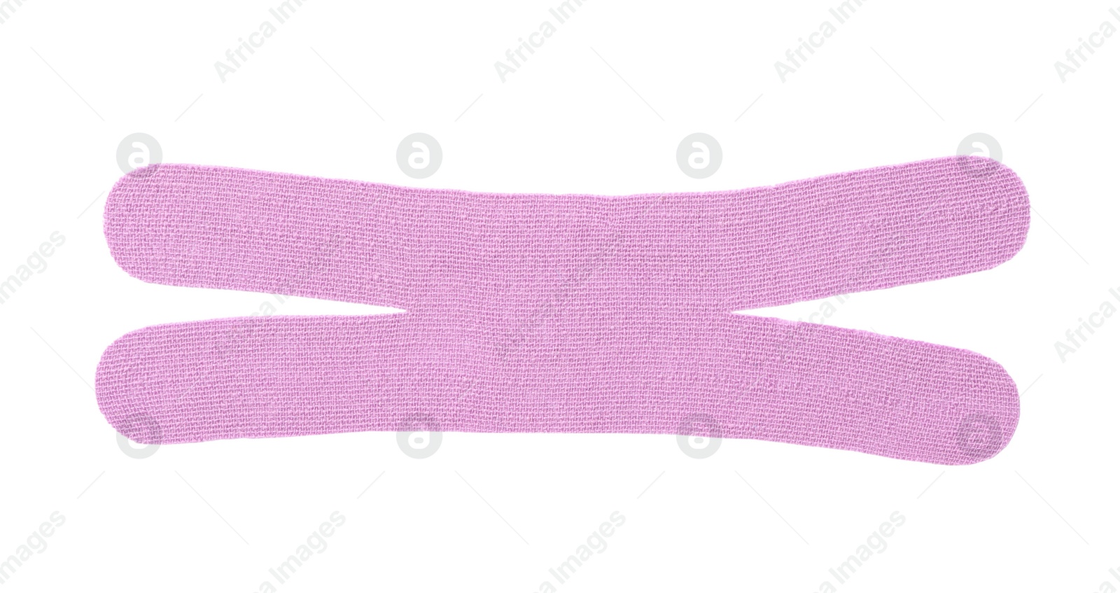 Photo of Violet kinesio tape piece on white background, top view