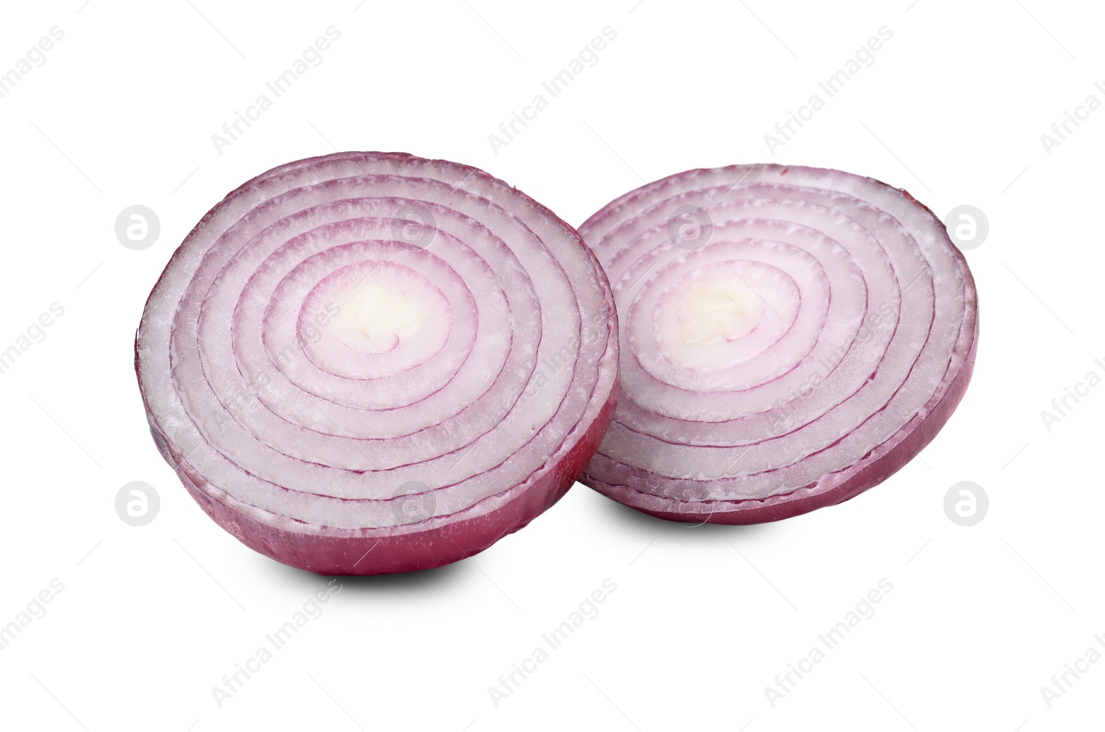 Photo of Fresh cut red onion isolated on white