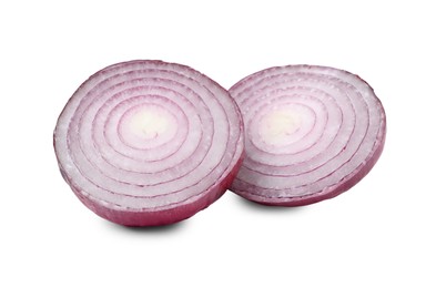 Fresh cut red onion isolated on white