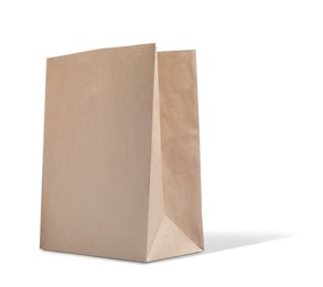 Image of New open paper bag on white background