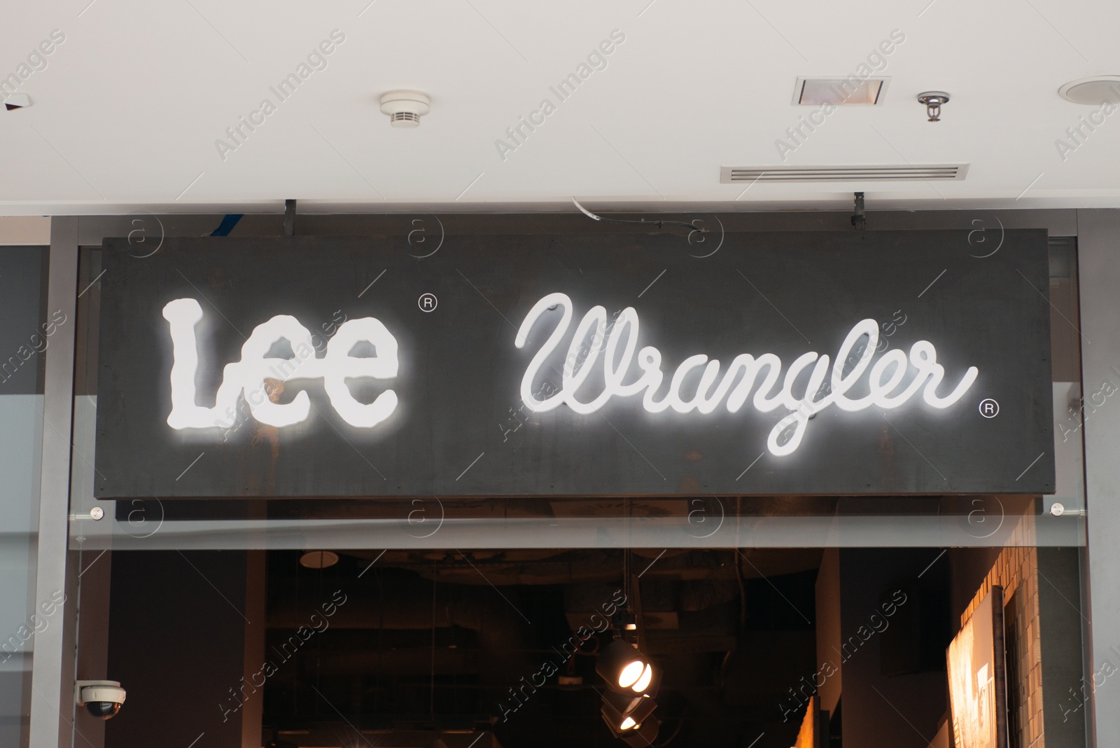 Photo of Siedlce, Poland - July 26, 2022: Lee and Wrangler store in shopping mall