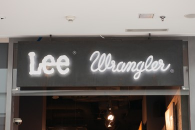 Photo of Siedlce, Poland - July 26, 2022: Lee and Wrangler store in shopping mall