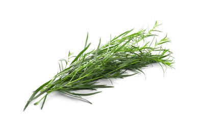 Bunch of fresh tarragon on white background