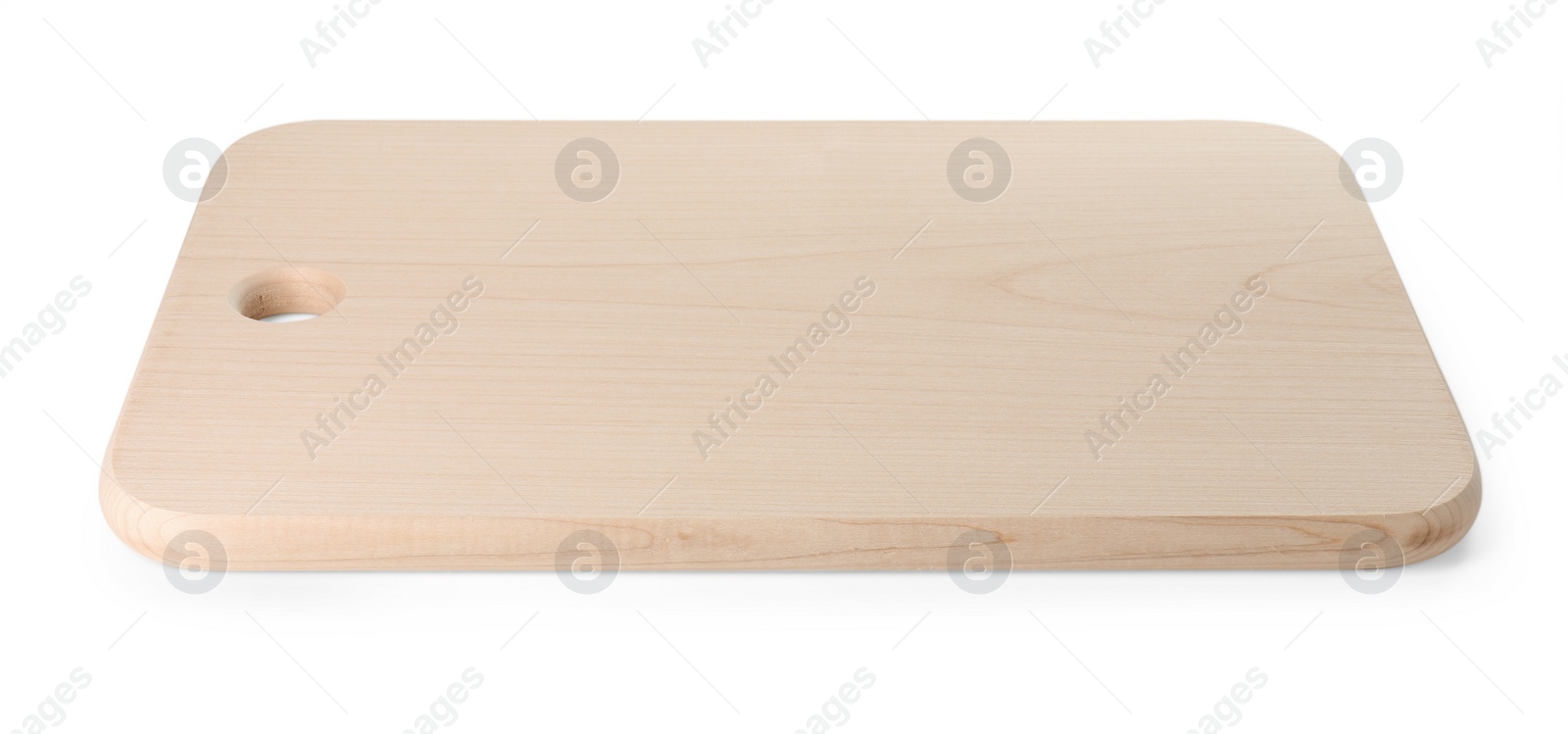 Photo of One wooden cutting board on white background