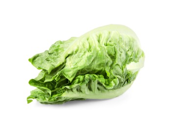 Photo of Fresh green romaine lettuce isolated on white