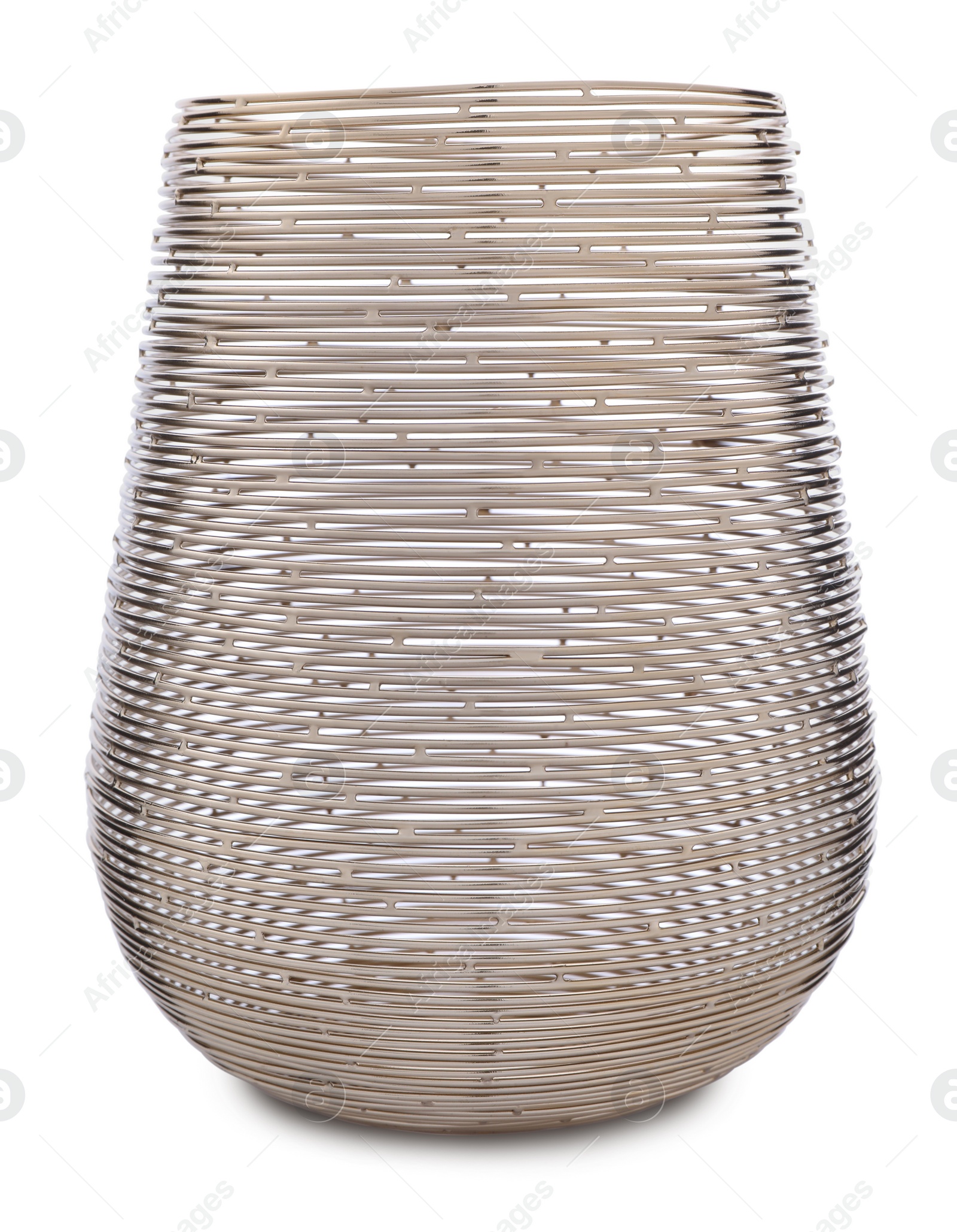 Photo of Elegant shiny golden vase isolated on white