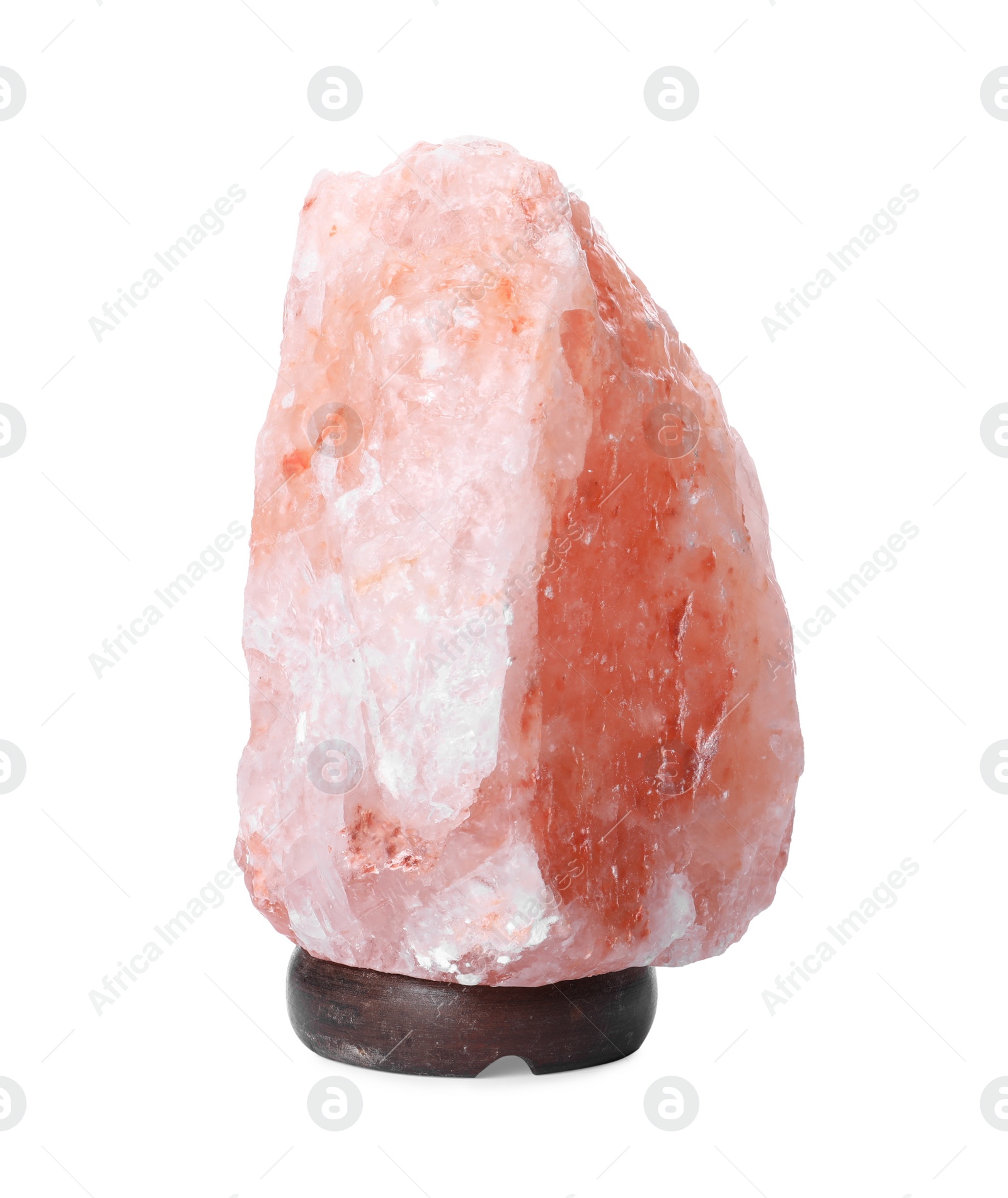 Photo of Pink Himalayan salt lamp isolated on white