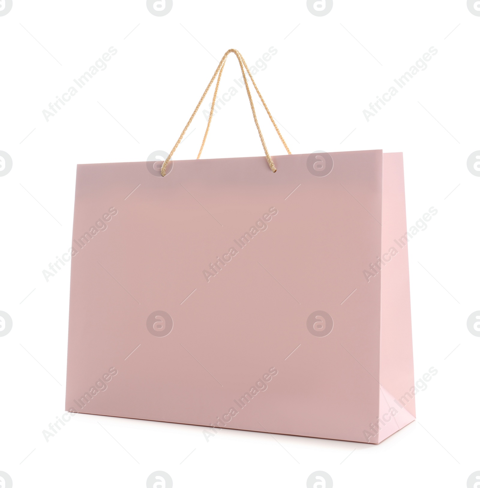 Photo of Pink paper shopping bag isolated on white