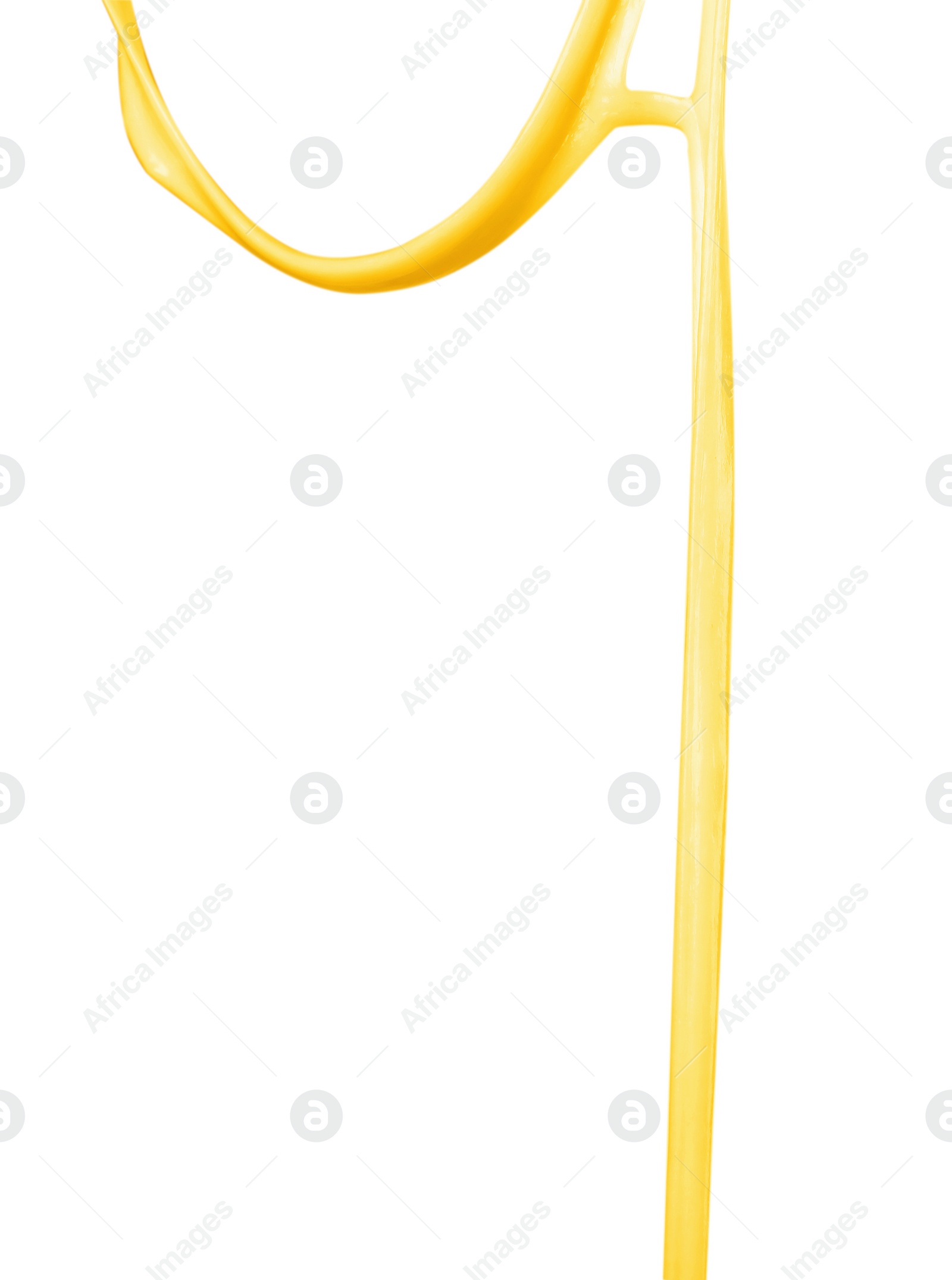 Photo of Stretching delicious melted cheese isolated on white