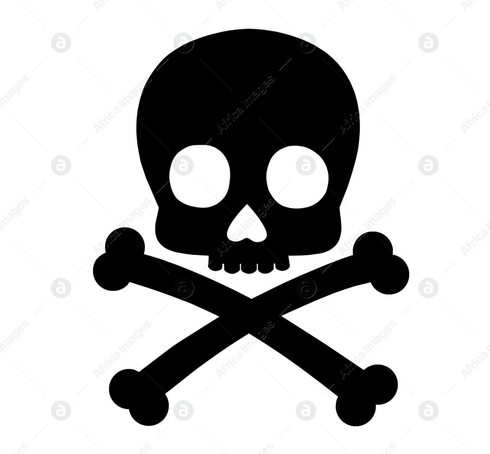 Illustration of Skull and crossbones illustration on white background as warning symbol