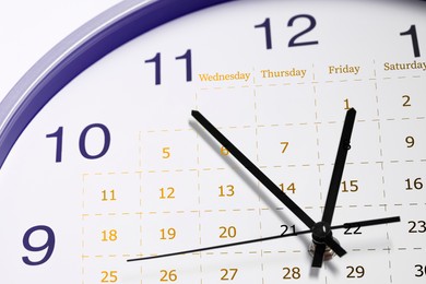 Deadline concept. Clock and calendar, collage design