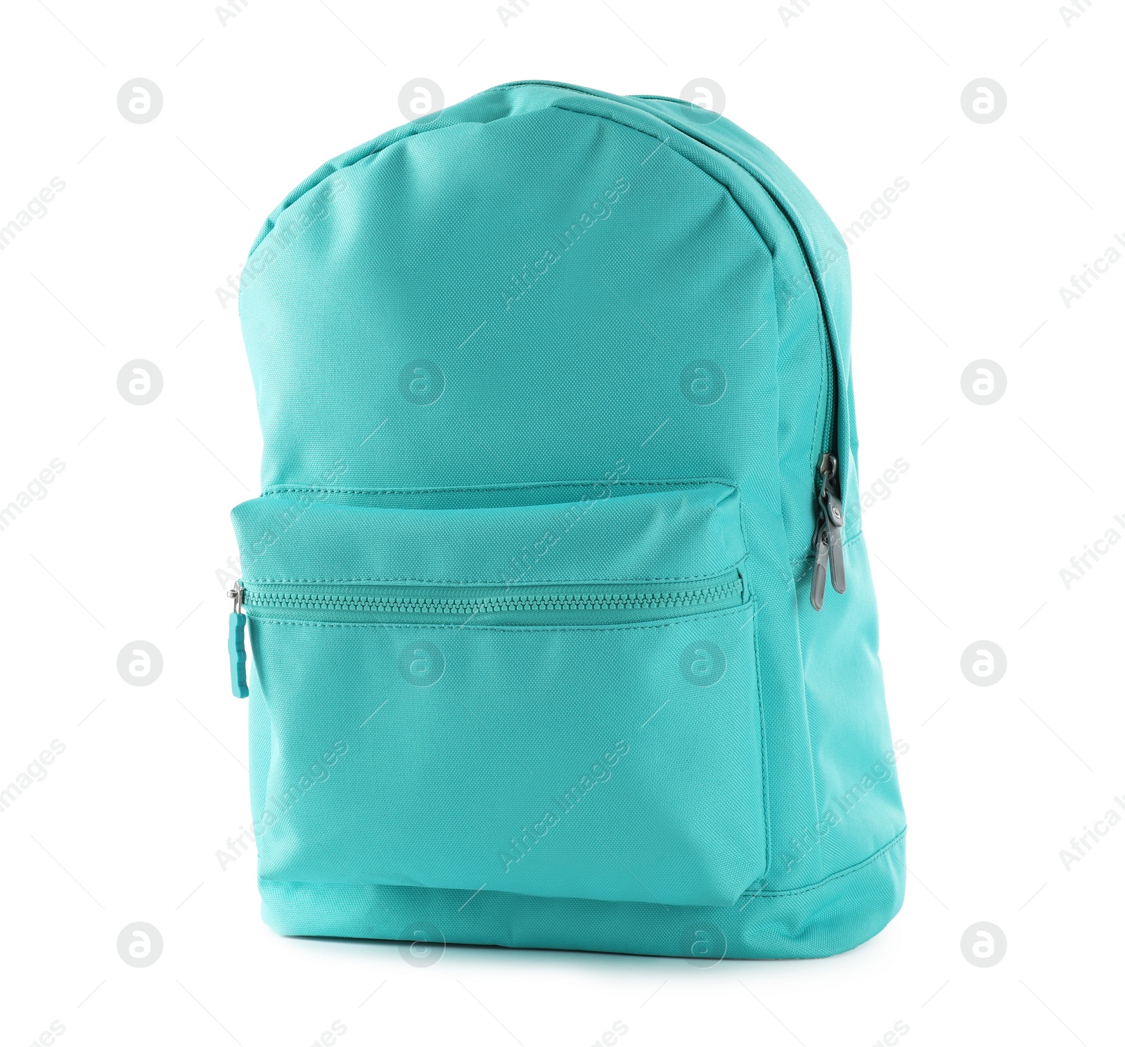 Photo of Bright color backpack isolated on white. School stationery