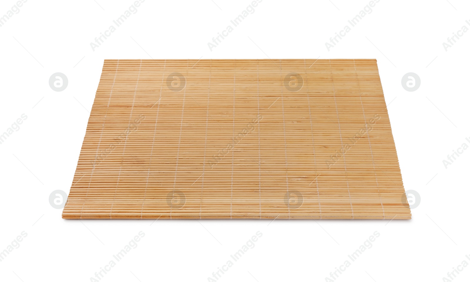 Photo of New clean bamboo mat isolated on white