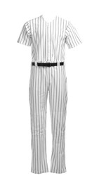 Photo of Striped baseball uniform isolated on white, front view