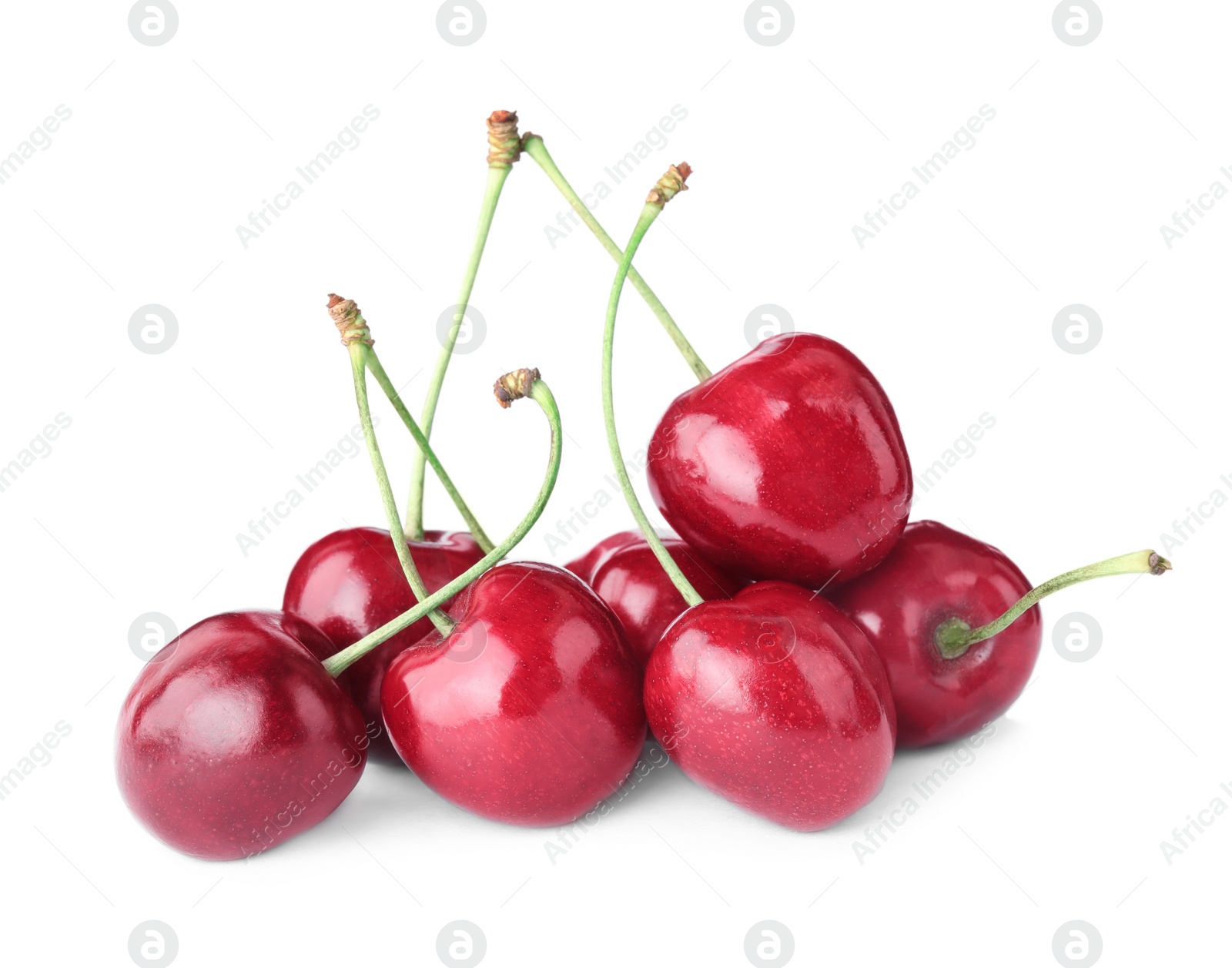 Photo of Delicious fresh ripe cherries isolated on white