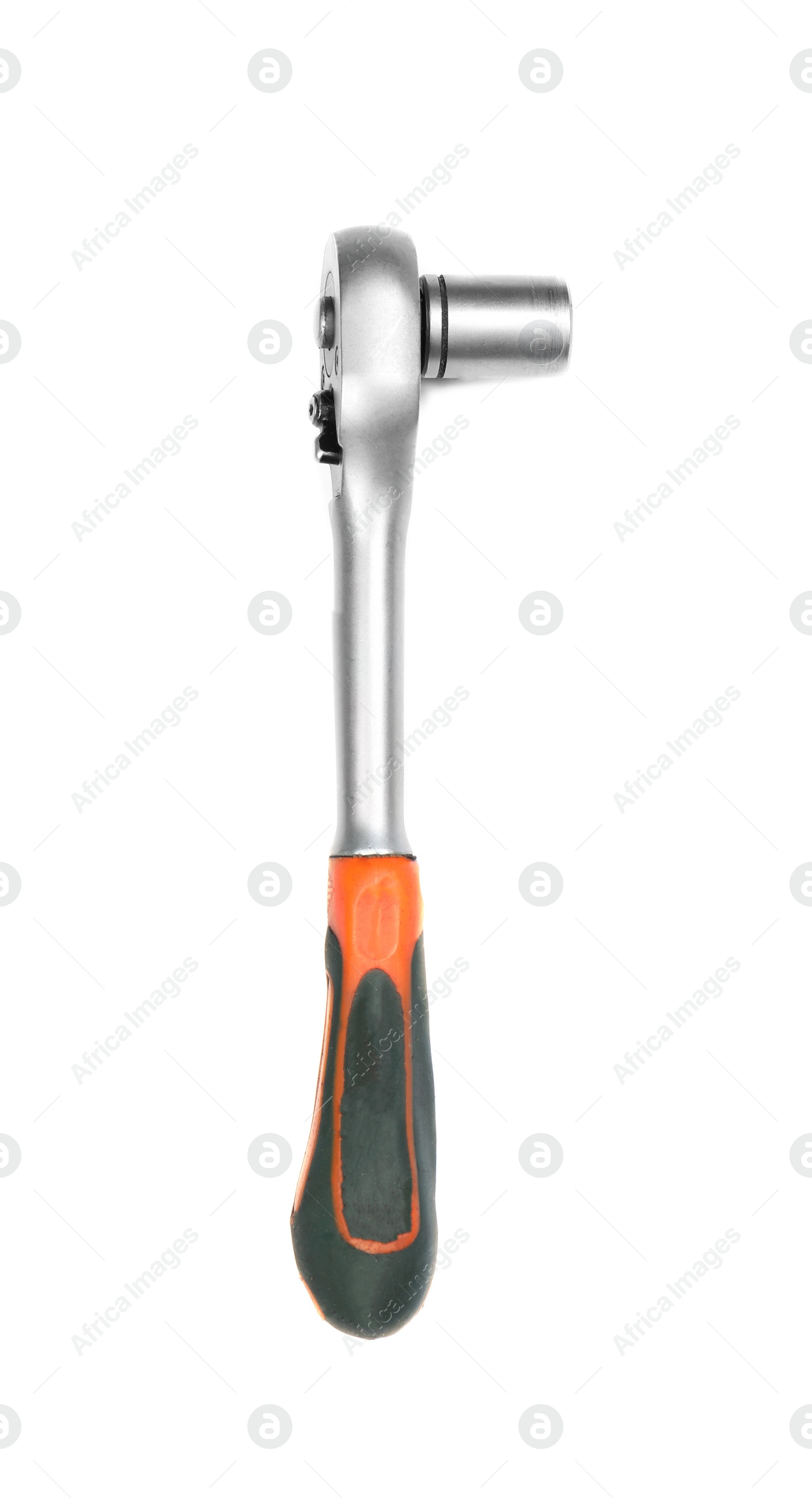 Photo of Tool for bicycle repair on white background, top view