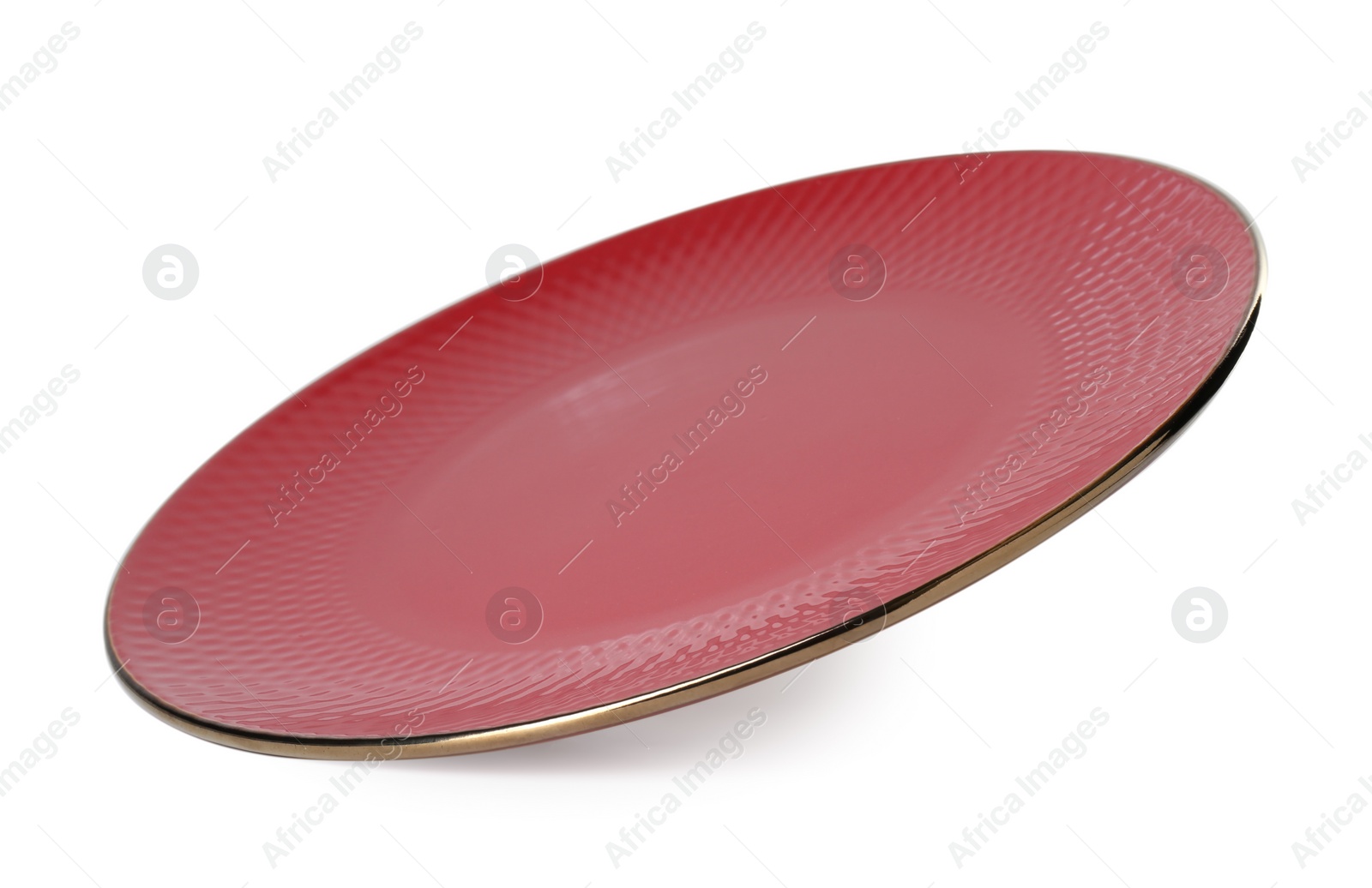 Photo of One beautiful red plate isolated on white