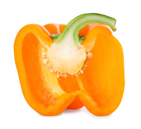 Cut orange bell pepper isolated on white