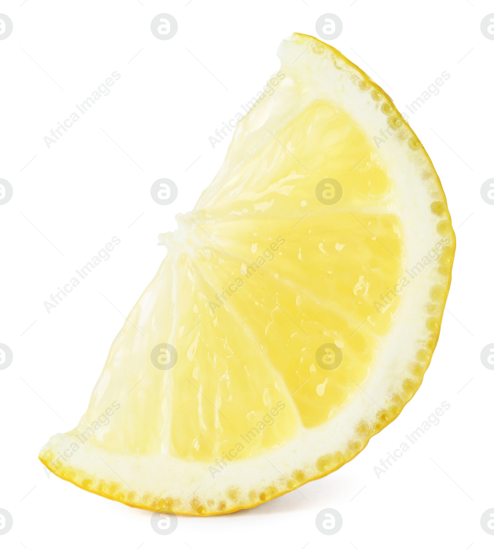 Photo of Slice of fresh lemon isolated on white