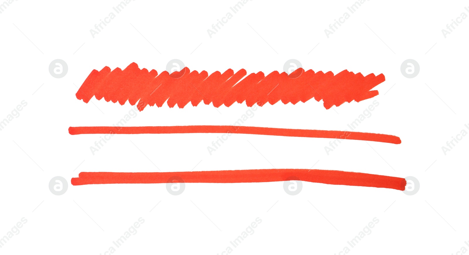 Photo of Different stripes drawn with orange marker on white background, top view