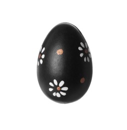 One black Easter egg with pattern isolated on white